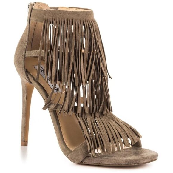 Steve Madden Taupe Fringly Sandals  Size 8 - Picture 1 of 10